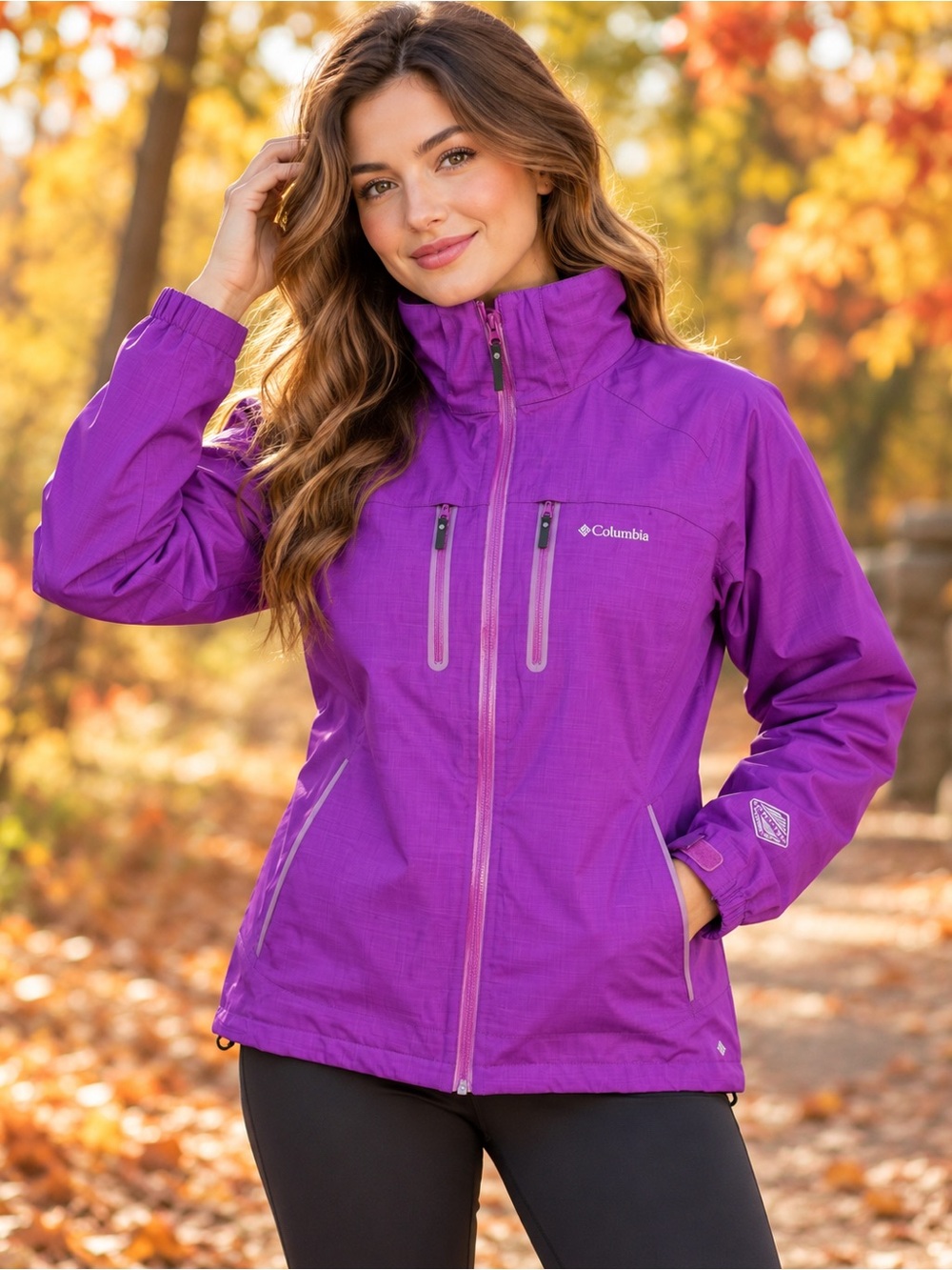 Columbia Omni-Tech Purple Interchange Rain Jacket Size XL Y2K Gorpcore Sporty
